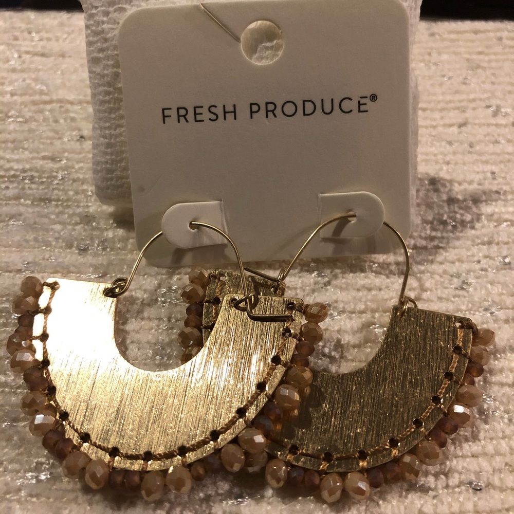 NWT beaded half moon earrings